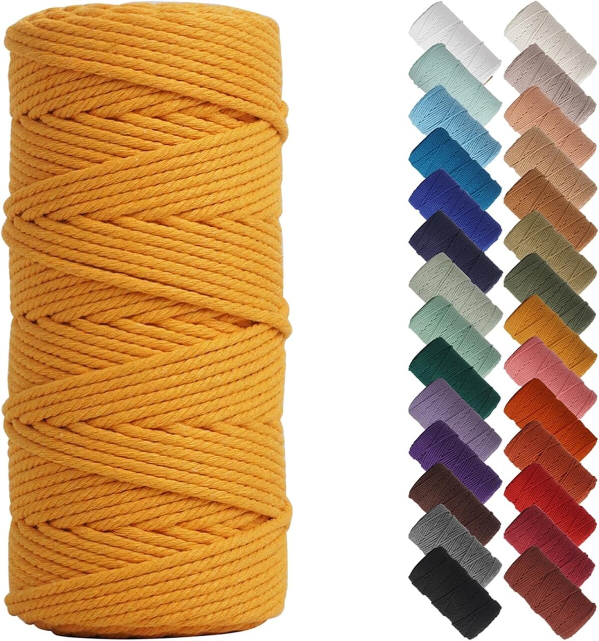 3mm x 109 Yards Natural Macrame Cord, Beige Cotton Rope for Wall Hangings, Plant Hangers, DIY Crafts & Knitting
